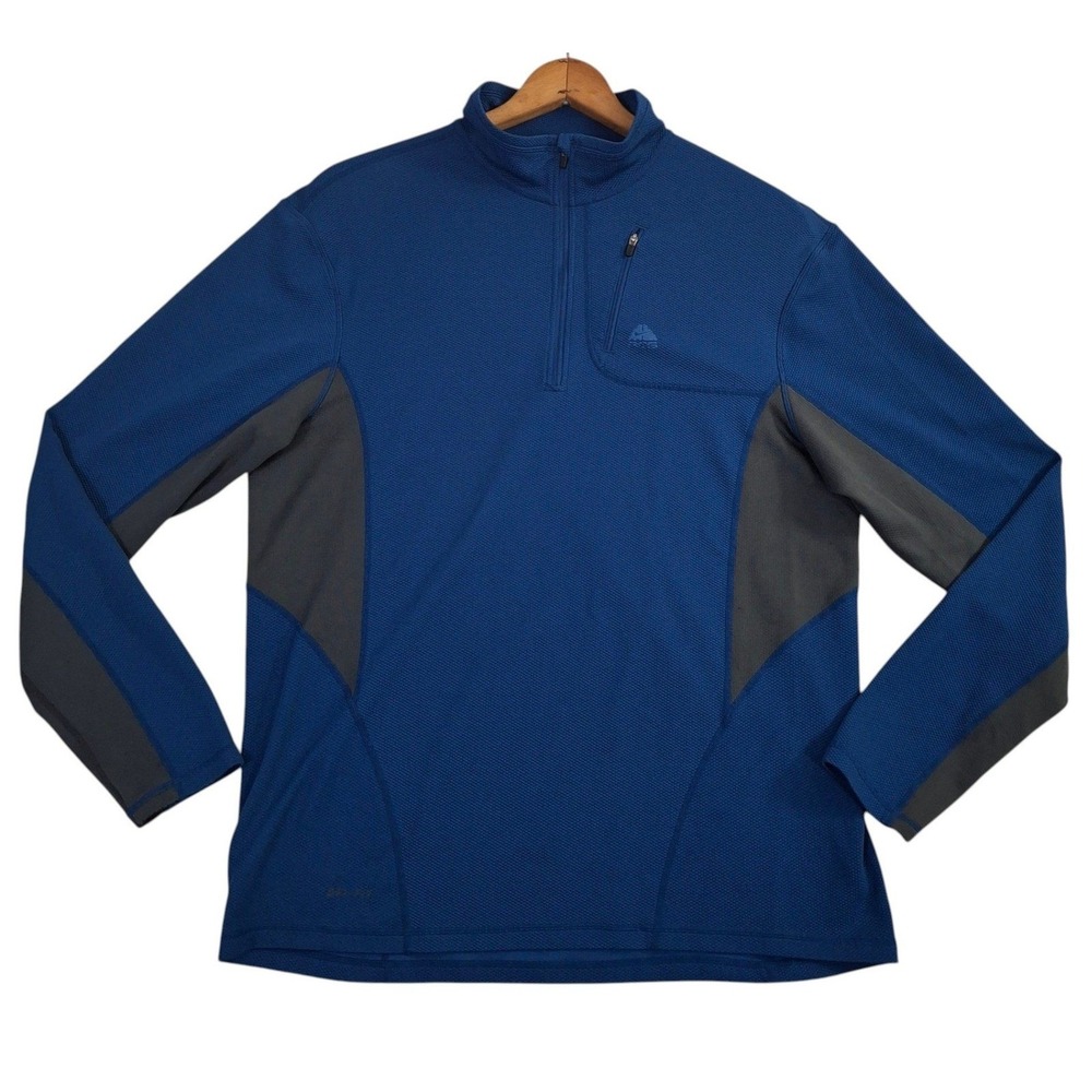 Nike ACG Dri-FIT Mens XL Blue Grey Quarter Zip Pullover Waffle Knit Top